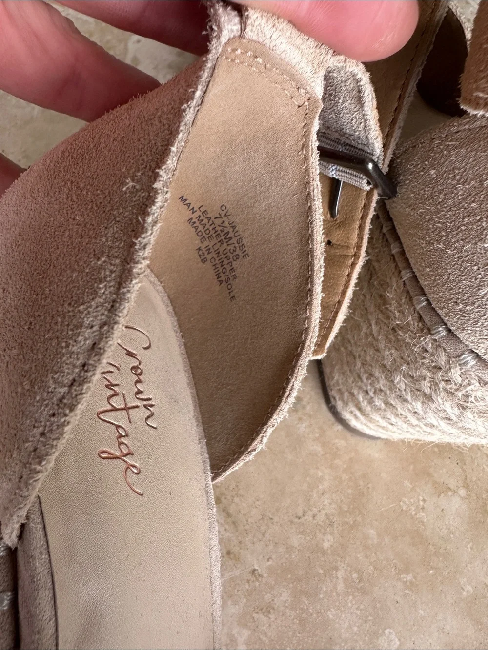 Crown Vintage Beige/Tan Espadrille Wedge Sandals